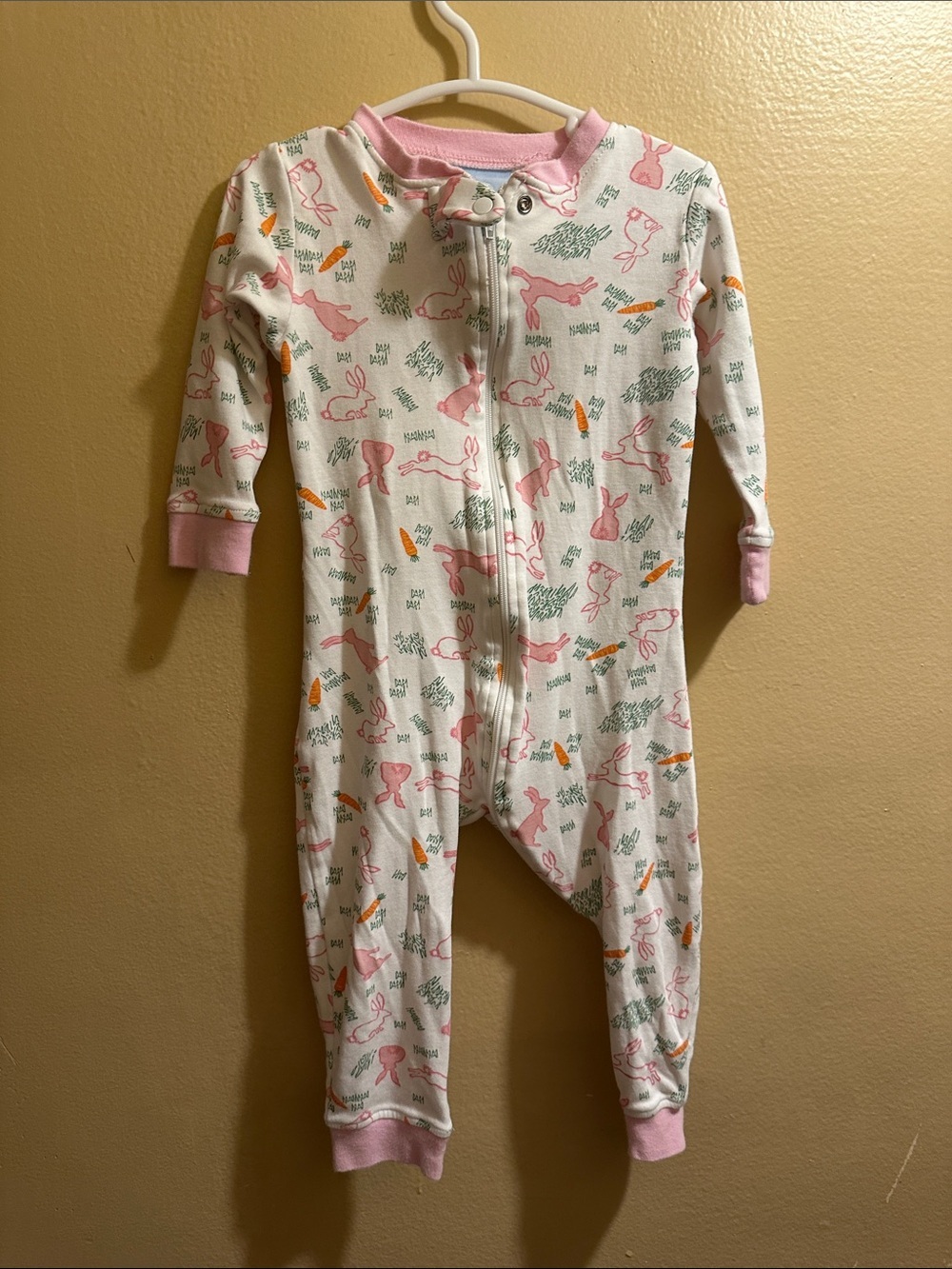 bella bliss Pink and White Bunny Zip-Front One-Piece